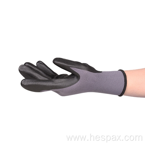 Hespax 15G Nylon Nitrile Microfoam Mechanic Gloves Assembly